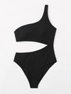 Cut Out One Shoulder One Piece Swimsuit