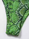 Snakeskin Print Cross Halter Bikini Swimsuit