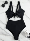 Knot Front Cut out One Piece Swimsuit