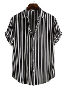  Men Stripe Button Up Shirt