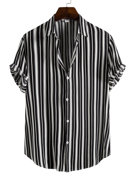 Men Stripe Button Up Shirt