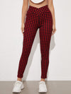 Overlap Waistband Cropped Gingham Leggings