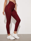 Overlap Waistband Cropped Gingham Leggings