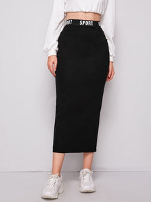  Letter Waist Pencil Skirt