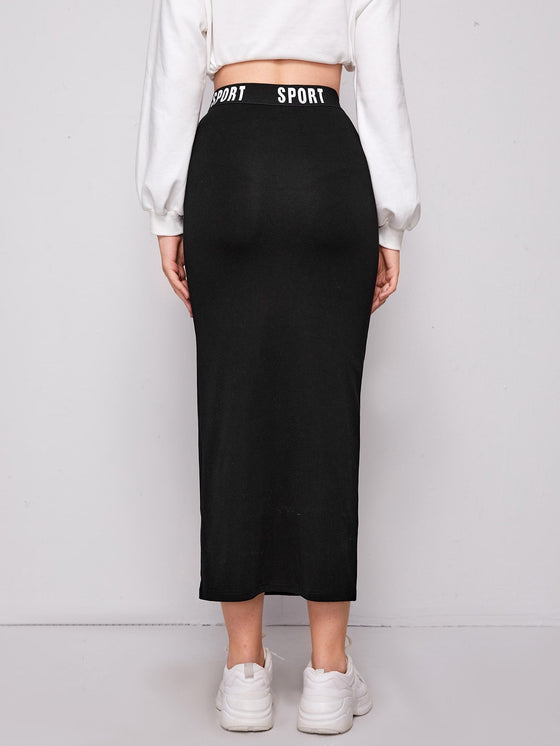 Letter Waist Pencil Skirt