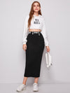 Letter Waist Pencil Skirt