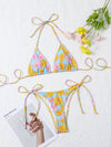 Floral Triangle Tie Side Bikini Swimsuit