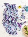 3pack Leaf Print Bikini Swimsuit Cover Up