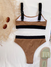 Rib Color Block Bikini Swimsuit