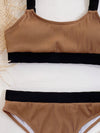 Rib Color Block Bikini Swimsuit