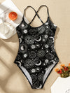 Sun Moon Print One Piece Swimsuit