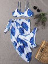 3pack Leaf Print Bikini Swimsuit Cover Up