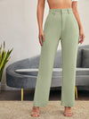 Solid High Rise Tailored Pants