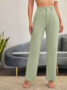  Solid High Rise Tailored Pants