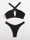 Crisscross High Cut Bikini Swimsuit