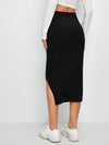 EZwear Slit Hem Rib knit Pencil Skirt