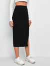 EZwear Slit Hem Rib knit Pencil Skirt