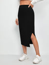 EZwear Slit Hem Rib knit Pencil Skirt