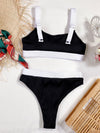 Rib Color Block Bikini Swimsuit