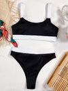 Rib Color Block Bikini Swimsuit