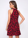 Allover Print Tie Back Halter Dress