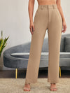 Solid Straight Leg Tailored Pants