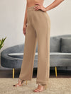 Solid Straight Leg Tailored Pants