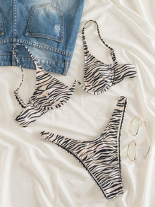  Zebra Stripe Underwired Bikini Swimsuit