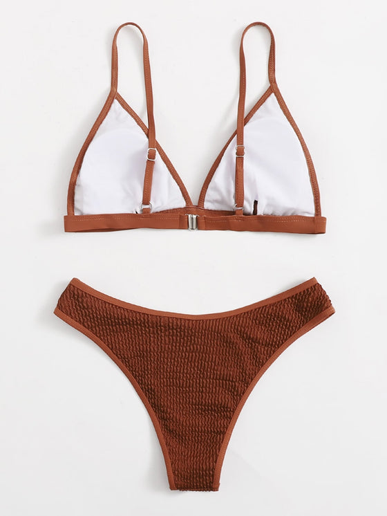 Textured Triangle Bikini Swimsuit