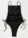 Drawstring Tie Side One Piece Swimsuit