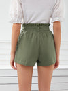 Paperbag Waist Slant Pocket Belted Shorts