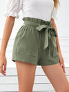 Paperbag Waist Slant Pocket Belted Shorts