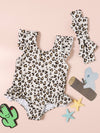 Baby Girl Leopard Ruffle One Piece Swimsuit Headband