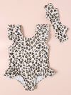 Baby Girl Leopard Ruffle One Piece Swimsuit Headband