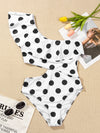 Polka Dot Ruffle One Shoulder One Piece Swimsuit