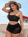 Plus High Waisted Bikini Swimsuit Drawstring Cover Up