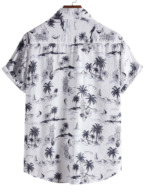 Men Palm Tree And Pineapple Print Shirt