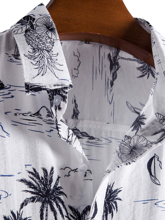 Men Palm Tree And Pineapple Print Shirt