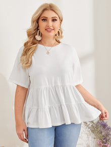  Plus Ruffle Hem Solid Tee