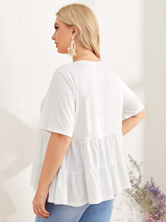 Plus Ruffle Hem Solid Tee