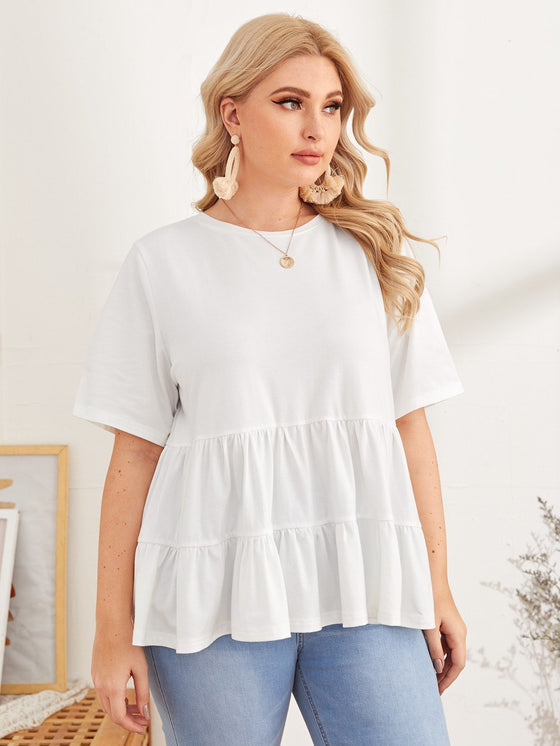 Plus Ruffle Hem Solid Tee