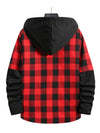 Men Gingham Drawstring Hooded Shirt