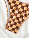 Checkered Halter Bikini Swimsuit