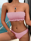 Smocked Frill Bandeau Bikini Swimsuit