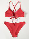 Rib Tie Back Bikini Swimsuit