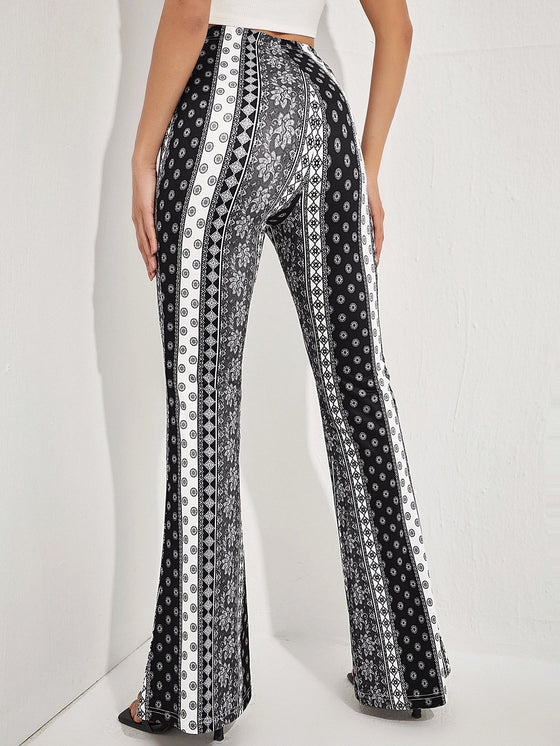 Graphic Print Flare Leg Pants