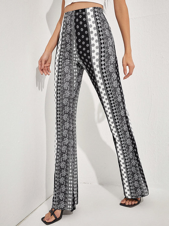 Graphic Print Flare Leg Pants