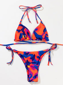  Camo Print Triangle Tie Side Bikini Swimsuit