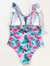 Flamingo Tropical Ruffle One Piece Swimsuit