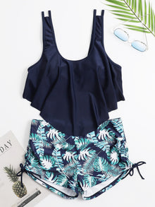  Tropical Hanky Hem Shorts Bikini Swimsuit